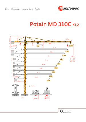 Gru a torre - rotazione alta Potain MD 310 C 12 T