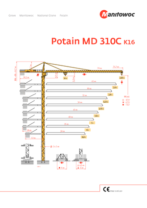 Gru a torre - rotazione alta Potain MD 310 C 16 T