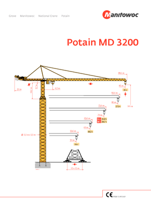 Gru a torre - rotazione alta Potain MD 3200-64 t