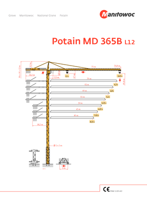 Gru a torre - rotazione alta Potain MD 365 B L12