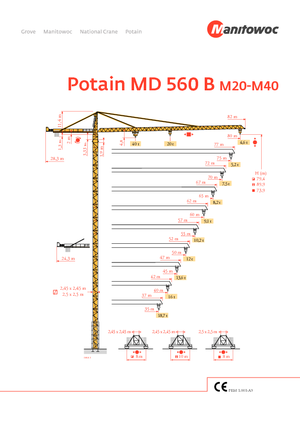 Gru a torre - rotazione alta Potain MD 560 B 40 T