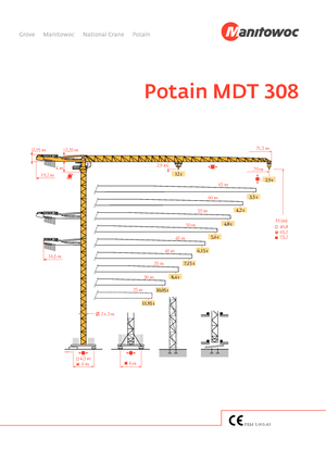Gru a torre - rotazione alta Potain MDT 308