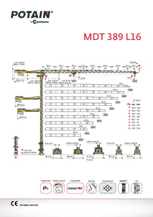 Gru a torre - rotazione alta Potain MDT 389 L16