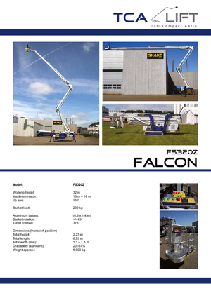Piattaforme aeree articolate cingolate Falcon Lifts FS 320 Z