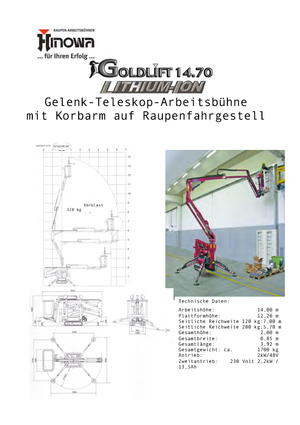 Piattaforme aeree articolate cingolate Hinowa Goldlift 14.70 IIIS