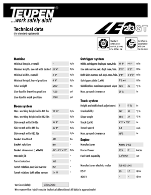 Piattaforme aeree articolate cingolate TEUPEN LEO23GT 