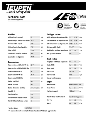 Piattaforme aeree telescopiche cingolate TEUPEN LEO25Tplus