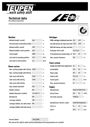 Piattaforme aeree telescopiche cingolate TEUPEN LEO36T
