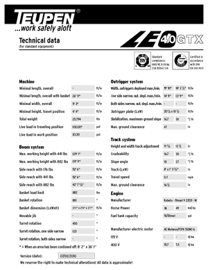 Piattaforme aeree articolate cingolate TEUPEN LEO40GTX
