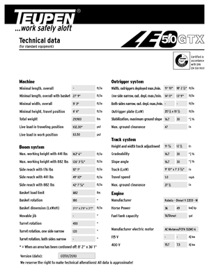 Piattaforme aeree articolate cingolate TEUPEN LEO50GTX