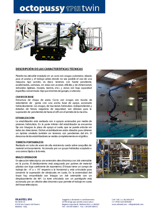 Piattaforme aeree articolate cingolate Oil & Steel Octopussy 1715 Twin