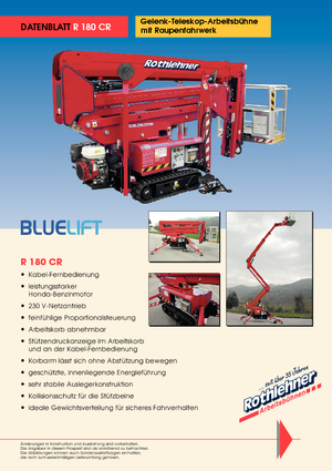 Piattaforme aeree telescopiche cingolate Bluelift - Rothlehner R 180 CR