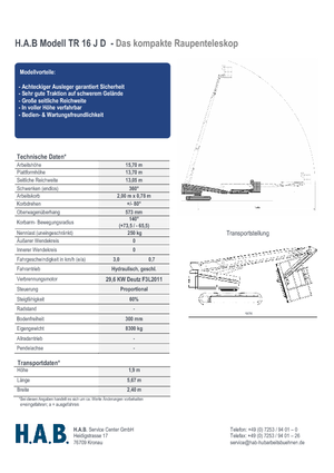 Piattaforme aeree telescopiche cingolate HAB TR 16 J