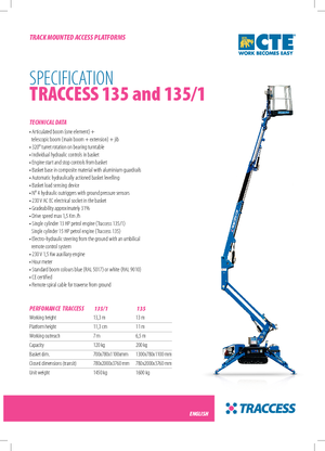 Piattaforme aeree articolate cingolate CTE Traccess 135-1