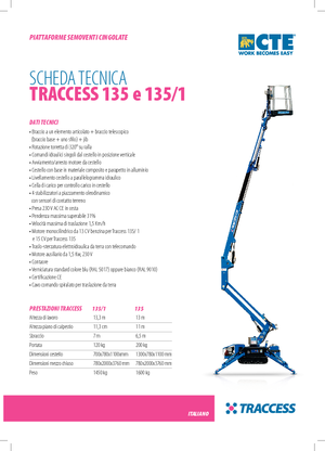 Piattaforme aeree articolate cingolate CTE Traccess 135