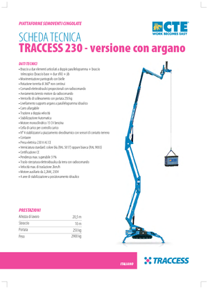 Piattaforme aeree articolate cingolate CTE Traccess 230 con argano