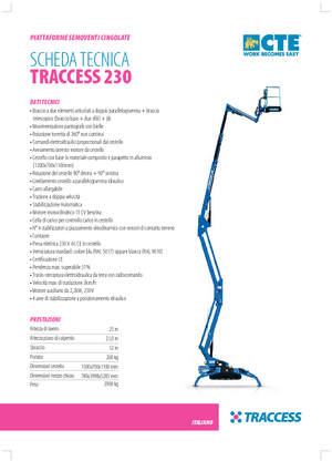 Piattaforme aeree articolate cingolate CTE Traccess 230