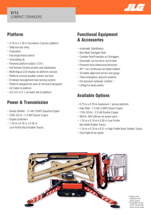 Piattaforme aeree articolate cingolate JLG X17J Plus