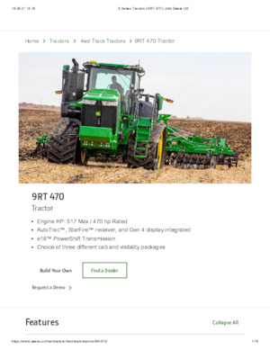 Trattrice agricola cingolati John Deere 9RT 470