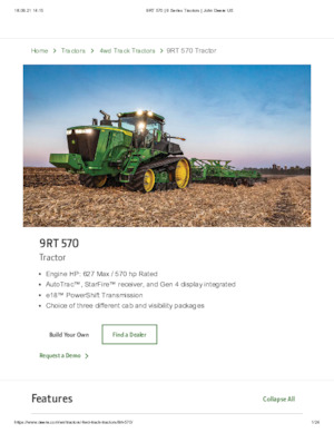 Trattrice agricola cingolati John Deere 9RT 570