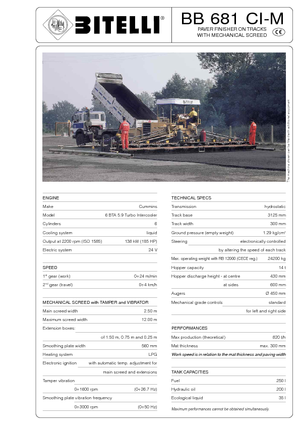 Finitrici stradali cingolate Bitelli BB 681 CI-M-RB 13000 VB