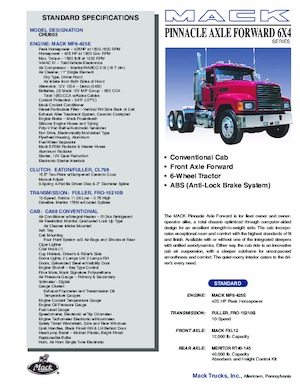 Trattori stradali Mack PINNACLE CA68 Conventional CHU603 MP8 6x4