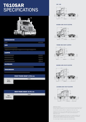 Trattori stradali Kenworth T610SAR 760mm Mid roof MX 15 6x4