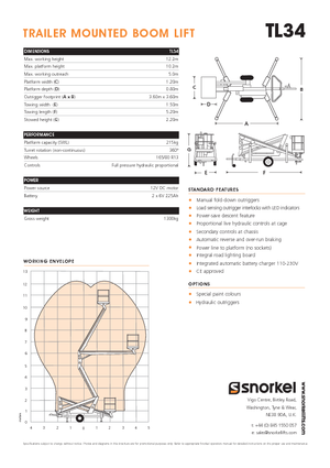 Piattaforme aeree articolate autocarrate Snorkel TL34