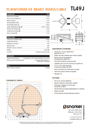 Piattaforme aeree articolate autocarrate Snorkel TL49J