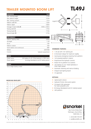 Piattaforme aeree articolate autocarrate Snorkel TL49J