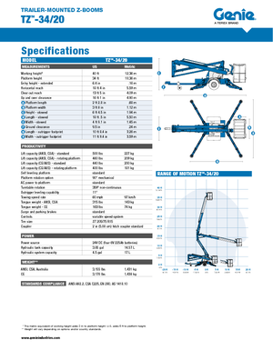 Piattaforme aeree articolate autocarrate Genie TZ 34/20