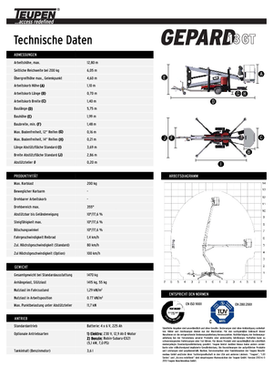 Piattaforme aeree articolate autocarrate TEUPEN Gepard 13 GT