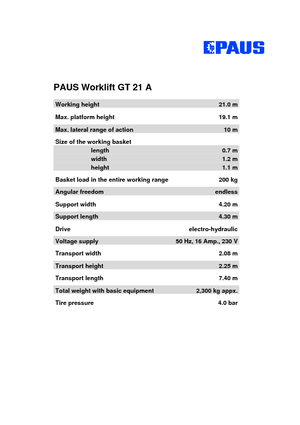 Piattaforme aeree articolate su rimorchio trainabile Paus Worklift GT 21 A