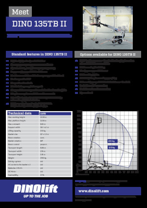 Piattaforme aeree telescopiche su rimorchio trainabile Dino Lift Dino 135TB II