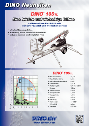 Piattaforme aeree telescopiche su rimorchio trainabile Dino Lift Dino 105TL