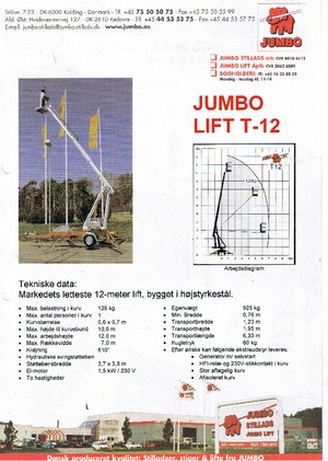 Piattaforme aeree telescopiche su rimorchio trainabile Jumbo Lift T 12