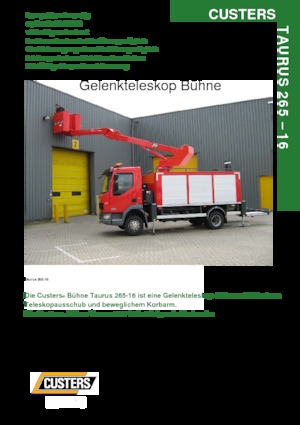 Piattaforme aeree articolate su rimorchio trainabile Custers Taurus 265-16