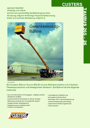 Piattaforme aeree articolate su rimorchio trainabile Custers Taurus 330-26