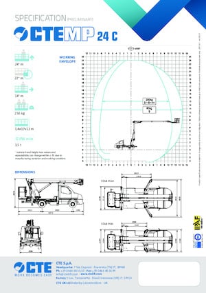 Piattaforme aeree telescopiche autocarrate CTE MP 24 C