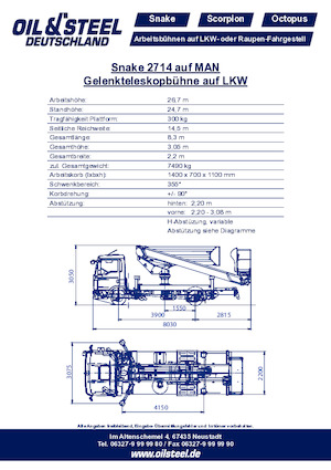 Piattaforme aeree articolate su rimorchio trainabile Oil & Steel Snake 2714 