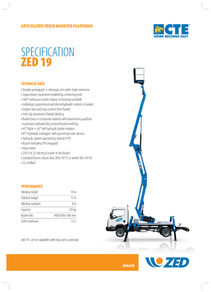 Piattaforme aeree articolate su rimorchio trainabile CTE ZED 19