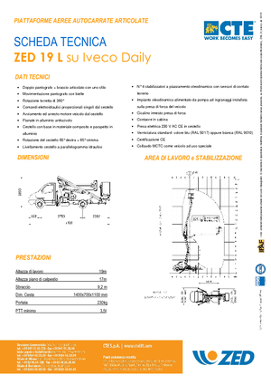 Piattaforme aeree articolate su rimorchio trainabile CTE ZED 19 L