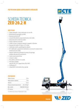 Piattaforme aeree articolate su rimorchio trainabile CTE ZED 20.2 H
