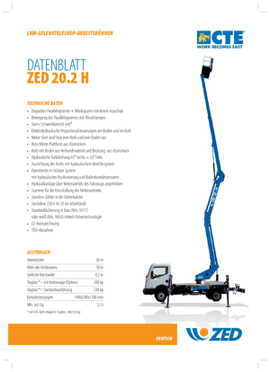 Piattaforme aeree articolate su rimorchio trainabile CTE ZED 20.2 H