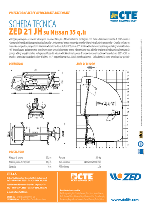 Piattaforme aeree articolate su rimorchio trainabile CTE ZED 21 JH