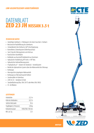 Piattaforme aeree articolate su rimorchio trainabile CTE ZED 23 JH