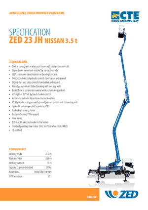 Piattaforme aeree articolate su rimorchio trainabile CTE ZED 23 JH