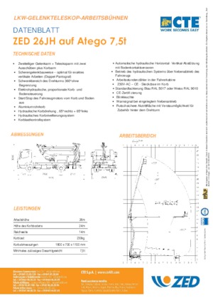 Piattaforme aeree articolate su rimorchio trainabile CTE ZED 26 JH