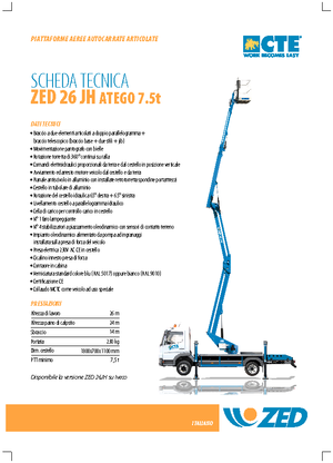 Piattaforme aeree articolate su rimorchio trainabile CTE ZED 26 JH