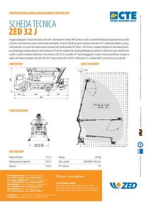 Piattaforme aeree articolate su rimorchio trainabile CTE ZED 32 J